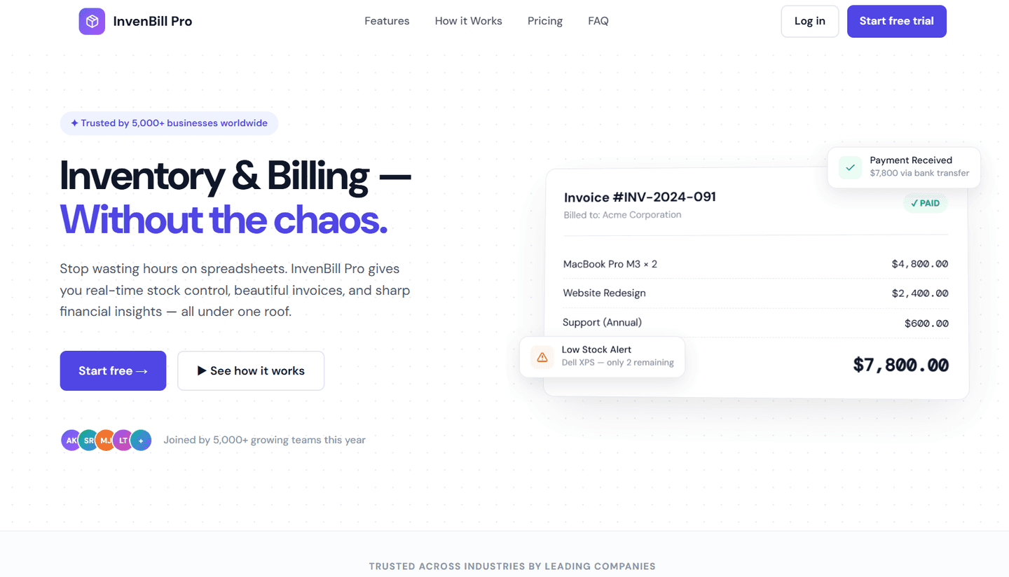 InvenBill Pro web application: Software for inventory and billing