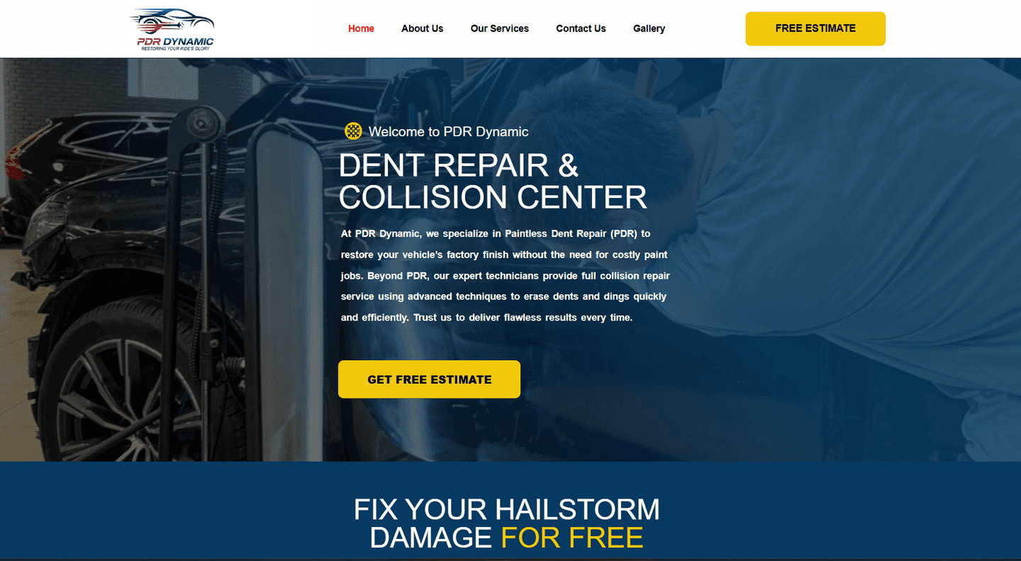 PDR Dynamic website design: Website for a dent repair and collision centre
