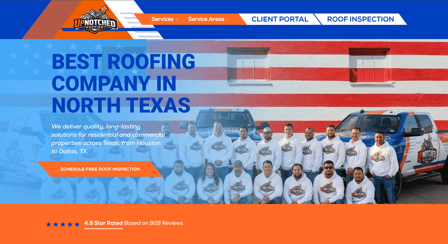 Roofing Company lead-generation website: Roofing contractor website designed to book inspections